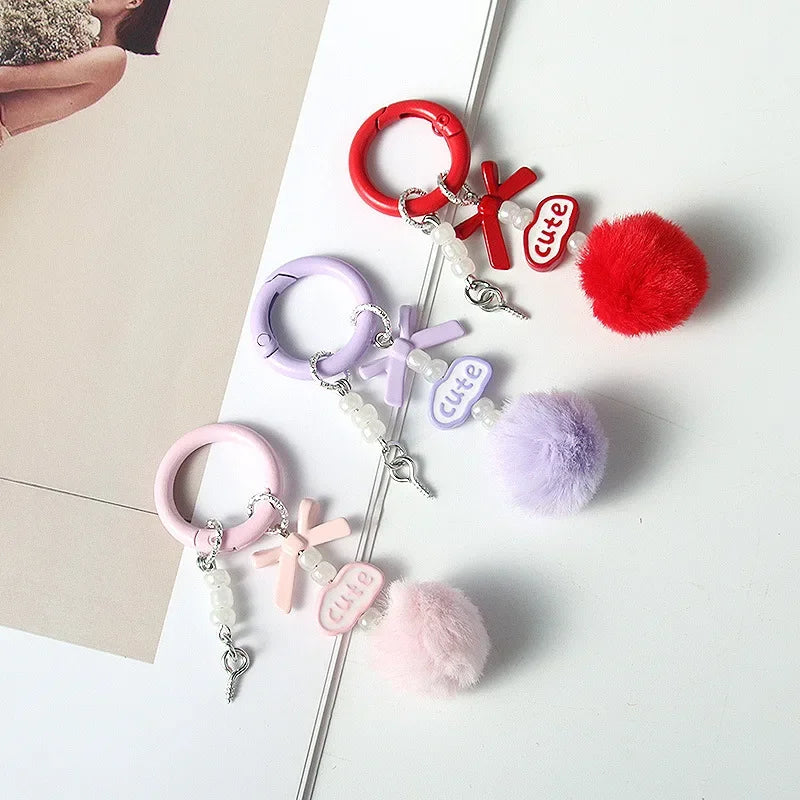 Wholesale Handmade DIY hair ball letter blind box cute beaded keychain